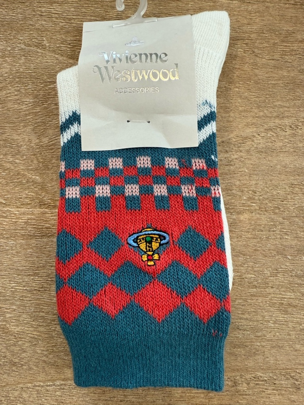Vivienne Westwood (2) Argyle Crew Socks with Orb Logo NWT - Picture 3 of 3